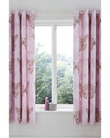 Catherine Lansfield Enchanted Butterfly Eyelet Curtains Two Panels