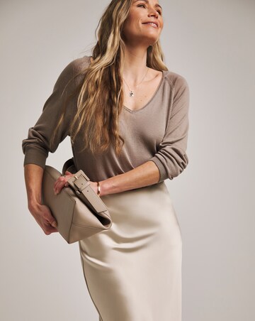Anthology Champagne Satin Slip Skirt
