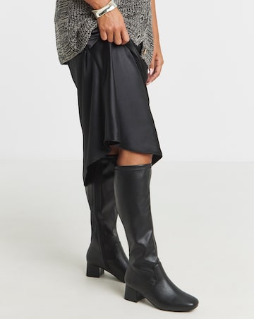 Claudia Block Heel Knee Boots - Extra Wide Fit (EEE) Super Curvy/Curvy Plus Calf