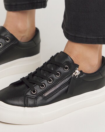 Kate Lace Up Zip Detail Chunky Trainers - Wide Fit (E)