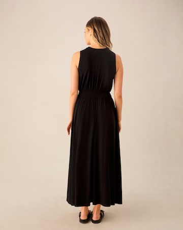 Ro&Zo Black Jersey Shirred Waistband Dress