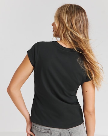 Black Baby T-Shirt with Metallic Embroidery