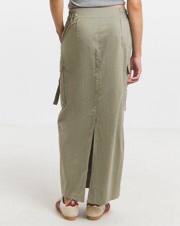 Simply Be Khaki Plush Cargo Tech Midi Skirt