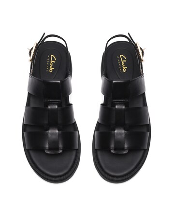Clarks Black Orinoco3 Strap Leather Sandals - Wide Fit (E)