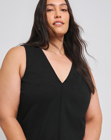 Simply Be Black Jersey Linen Look Knot Front V Neck Cami