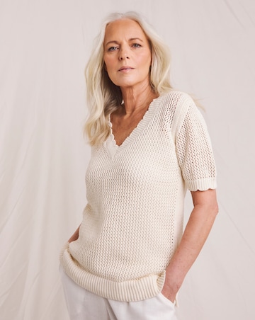 Julipa Crochet Pure Cotton Short Sleeve Jumper