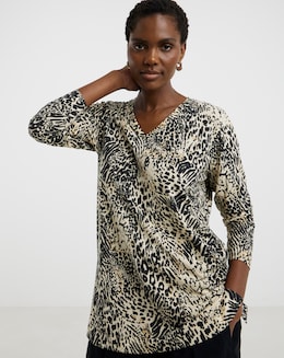 V-Neck Split Hem Slouch T-Shirt