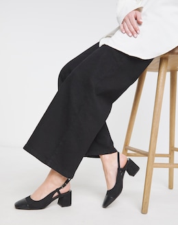 Heavenly Soles Tegan Low Block Heel Slingback Shoes - Wide Fit (E)