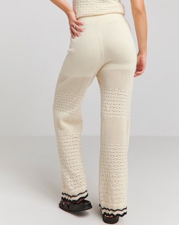 Cream Crochet Wide Leg Trousers