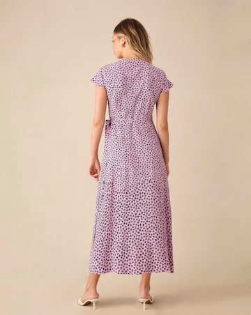 Ro&Zo Pink Ditsy Print Wrap Midi Dress