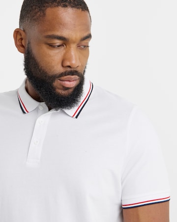 Pure Cotton Pique Tipped Polo- White