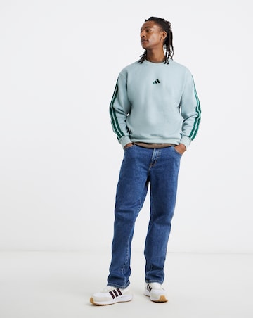 adidas 3 Stripes Fleece Crew Neck Sweatshirt