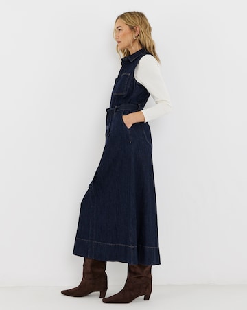 Indigo Sleeveless Pocket Front Midaxi Dress