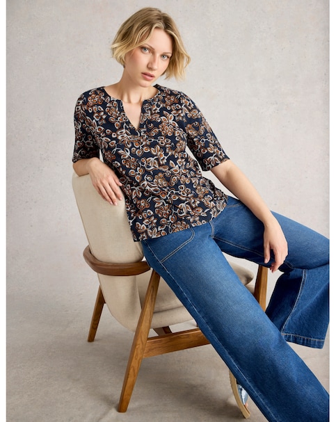 White Stuff Weaver Notch Neck Tee