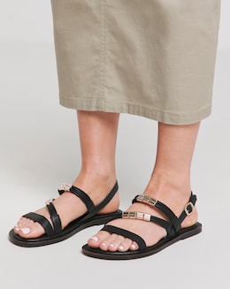Mona Leather Hardware Gladiator Sandal - Wide Fit (E)