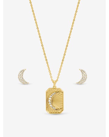 Inicio Gold Plated and Pave Moon Set - Gift Box