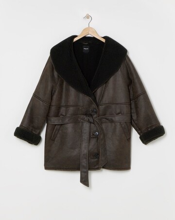 Dark Brown Shawl Collar Aviator