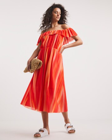 Summer Plisse Bardot Sun Dress