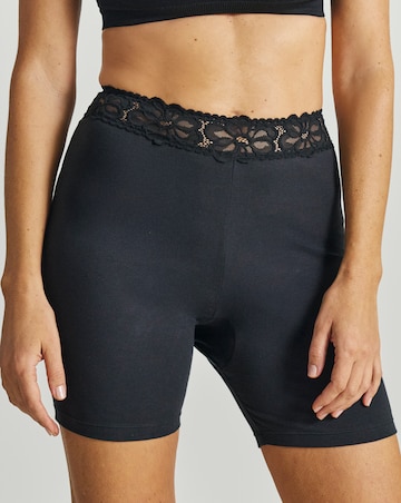 Pretty Secrets (2 Pack) Cotton Lace Trim Comfort Shorts