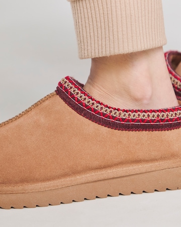 Reese Suede Embroidery Mule Slipper Wide E Fit