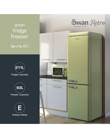 Swan SR11020GNE Retro 60/40 Fridge Freezer - Green