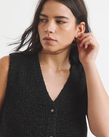 Simply Be Black Chunky Tape Yarn Waistcoat