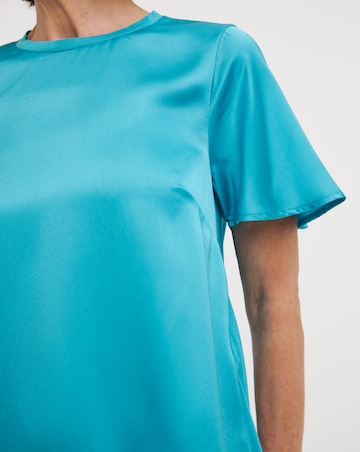 Blue Jersey Back Satin Top