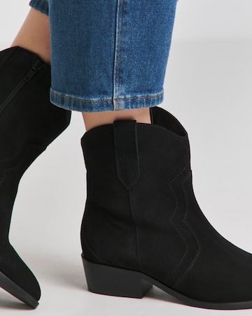 Myra Classic Suede Western Ankle Boot Wide E Fit