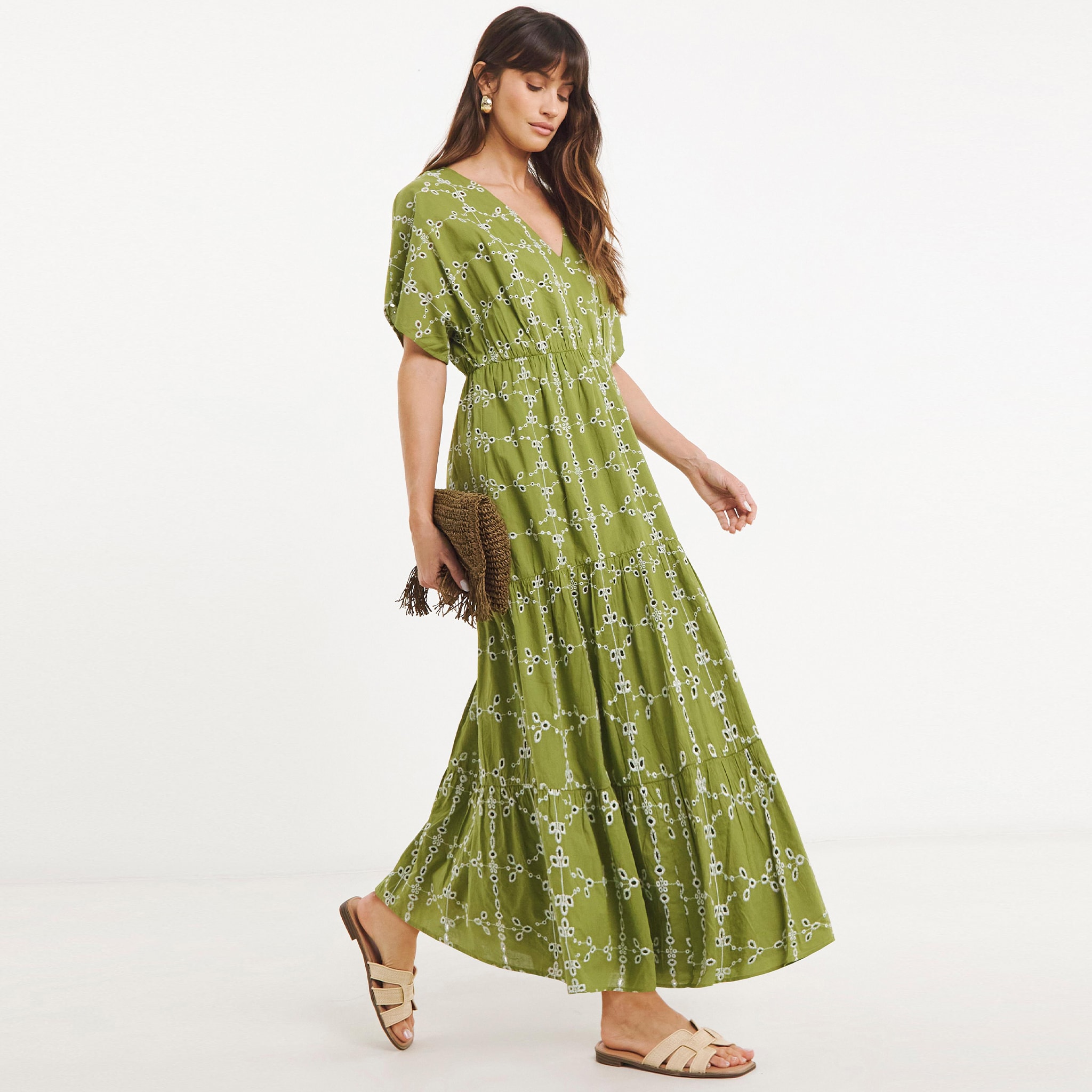 green pattern dress