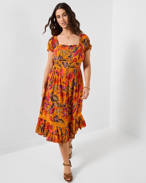 Joe Browns Amelia Tropical Printed Knee Length Dress