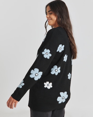 Simply Be Floral Jacquard Boyfriend Cardigan