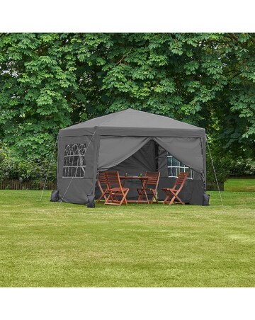 VonHaus Grey Pop-Up Garden Gazebo 3m x 3m - Waterproof Canopy Shelter
