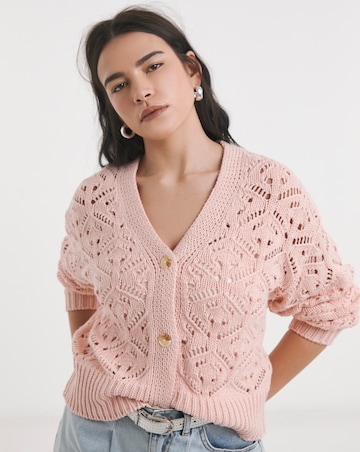 Simply Be Pink Pointelle Knit Cardigan