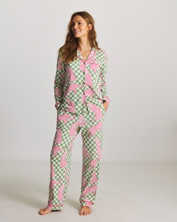 Chelsea Peers Organic Cotton Classic Long Button Up Pyjama Set