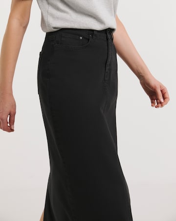 24/7 Black Maxi Denim Skirt
