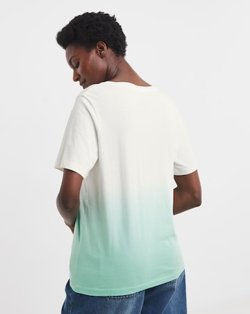 Pure Cotton V-Neck Short Sleeve Ombre T-Shirt