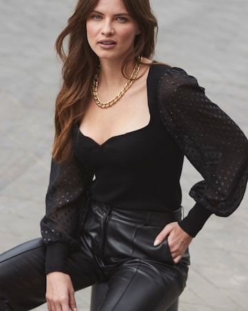 Sosandar Woven Sleeve Sweetheart Jumper