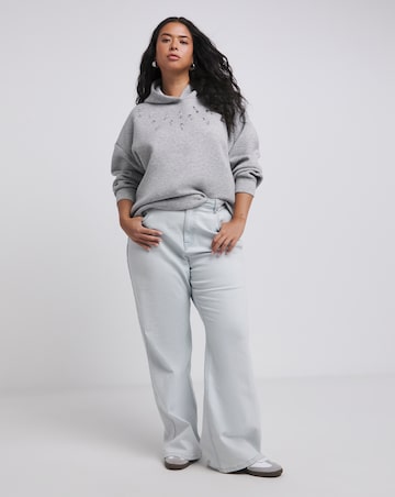 Grey Marl Embellished Luxe Modal Hoodie