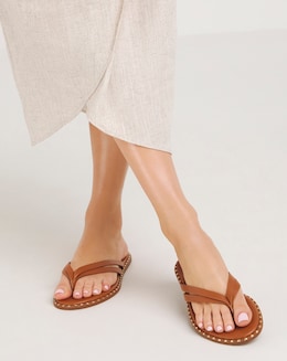 Simply Be Poppy Two Strap Toe Post Classic Flat Sandals - Wide Fit (E)