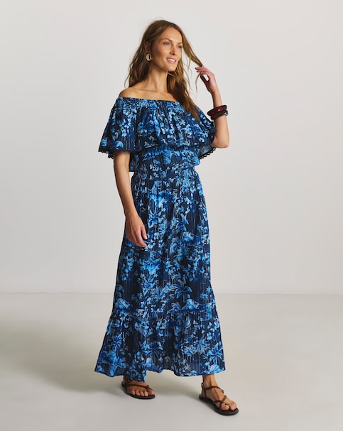 Figleaves Lisbon Bardot Maxi Beach Dress