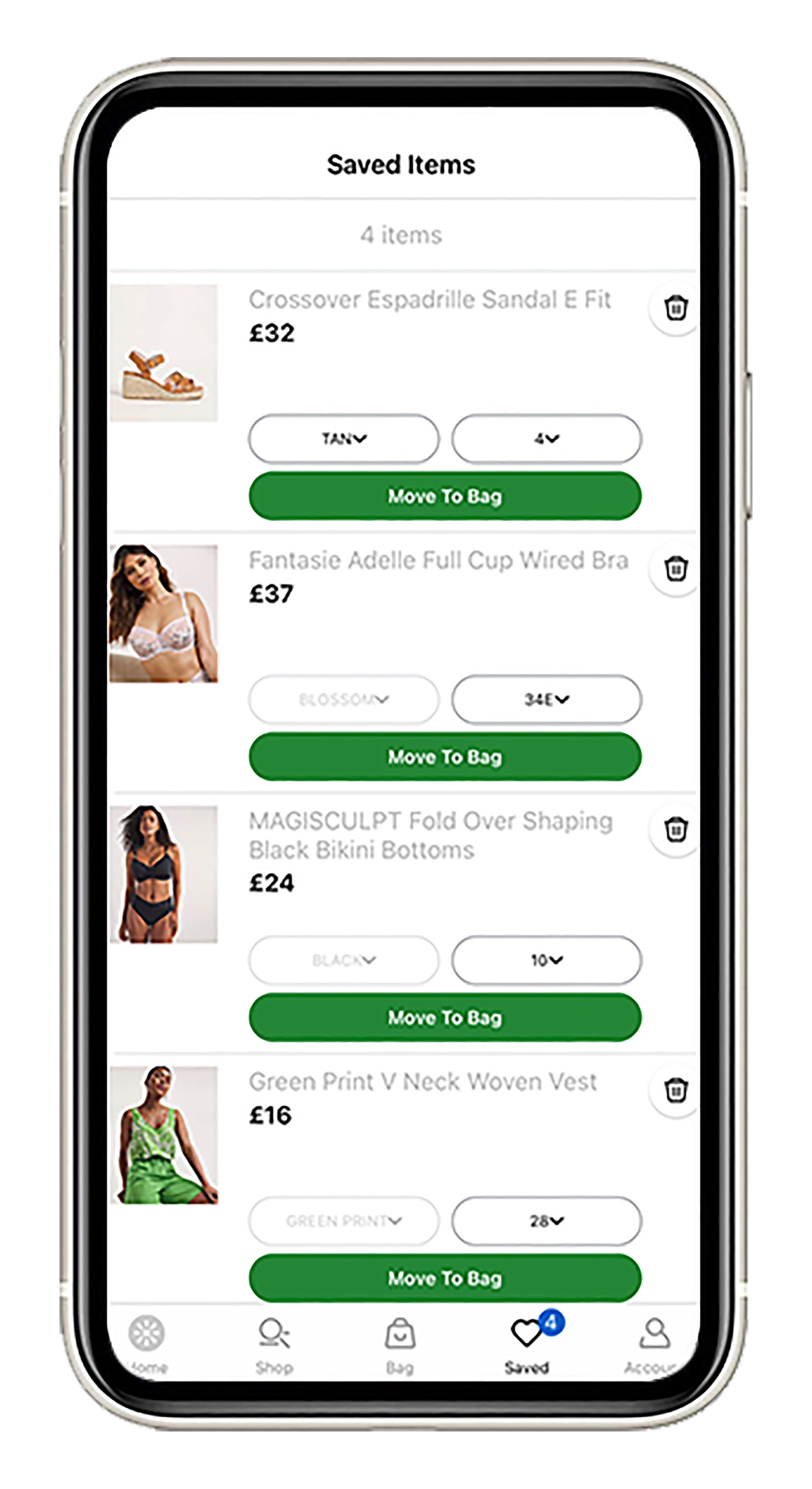 App page on a mobile phone screen