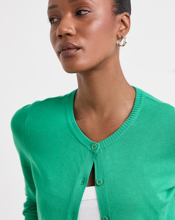 Green Crew Neck Cardigan