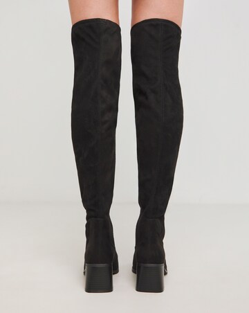 Walker Block Heel Over Knee Stretch Boots - Extra Wide Fit (EEE) & Curvy Calf