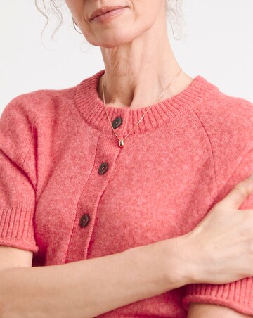 Pink Fine Knit Short Sleeve Cardigan