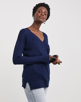Eversoft Navy V Neck Slouchy Tunic