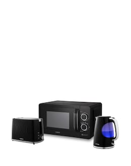 Swan Serenity Kettle, 4 Slice Toaster &amp; Microwave Bundle - Black