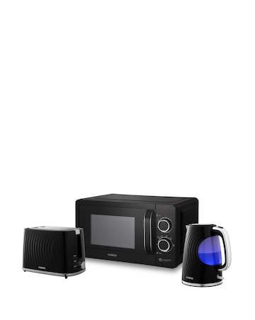 Swan Serenity Kettle, 4 Slice Toaster & Microwave Bundle - Black