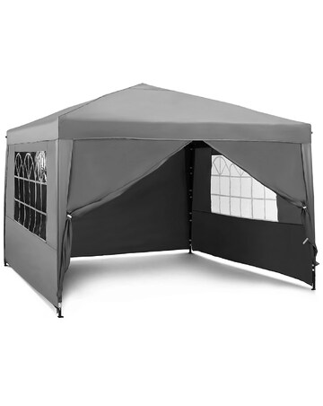 VonHaus Grey Pop-Up Garden Gazebo 3m x 3m - Waterproof Canopy Shelter