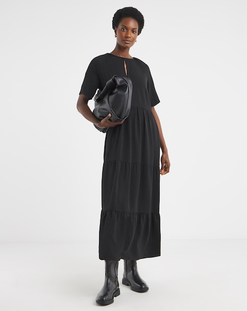 Short Sleeve Smock Maxi Dress