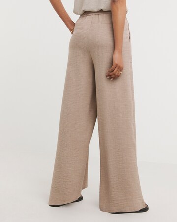 Stone Textured Pull On Wide Leg Trouser